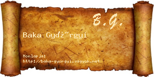 Baka Györgyi névjegykártya