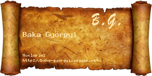 Baka Györgyi névjegykártya